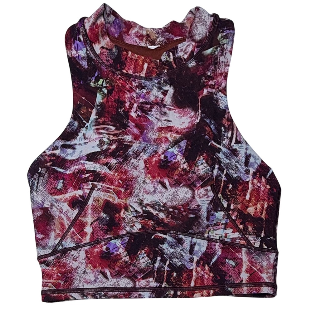 Lululemon High Neck Energy Bra Abstract Incognito Camo Multi Mesh Back Size 2 T9